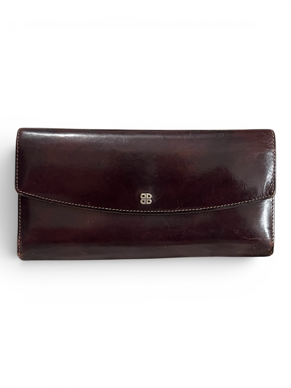 Bosca Vintage Hand-Stained Mahogany Leather Checkbook Clutch